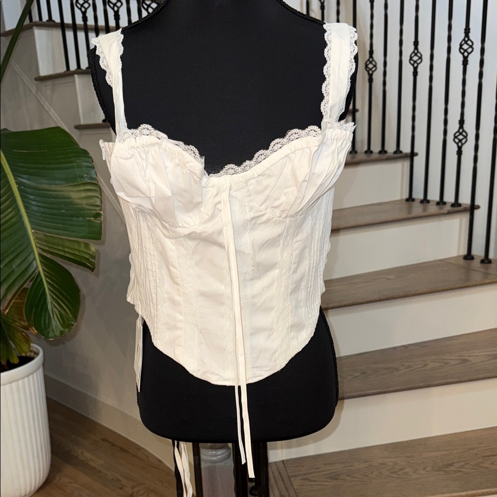 NWT Commense White Lace Corset Top (L)